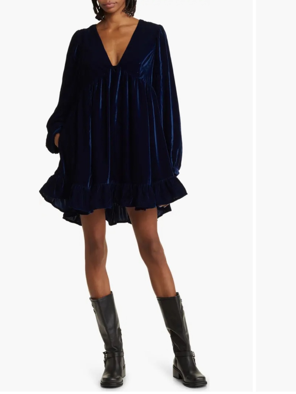 Free People Estella Long Sleeve Velvet Minidress